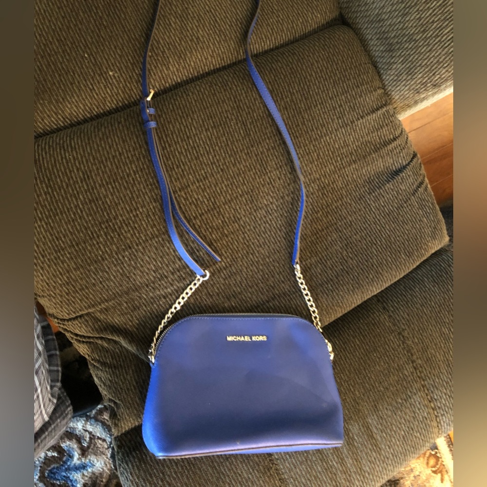 Michael Kors crossbody purse in cobalt blue.